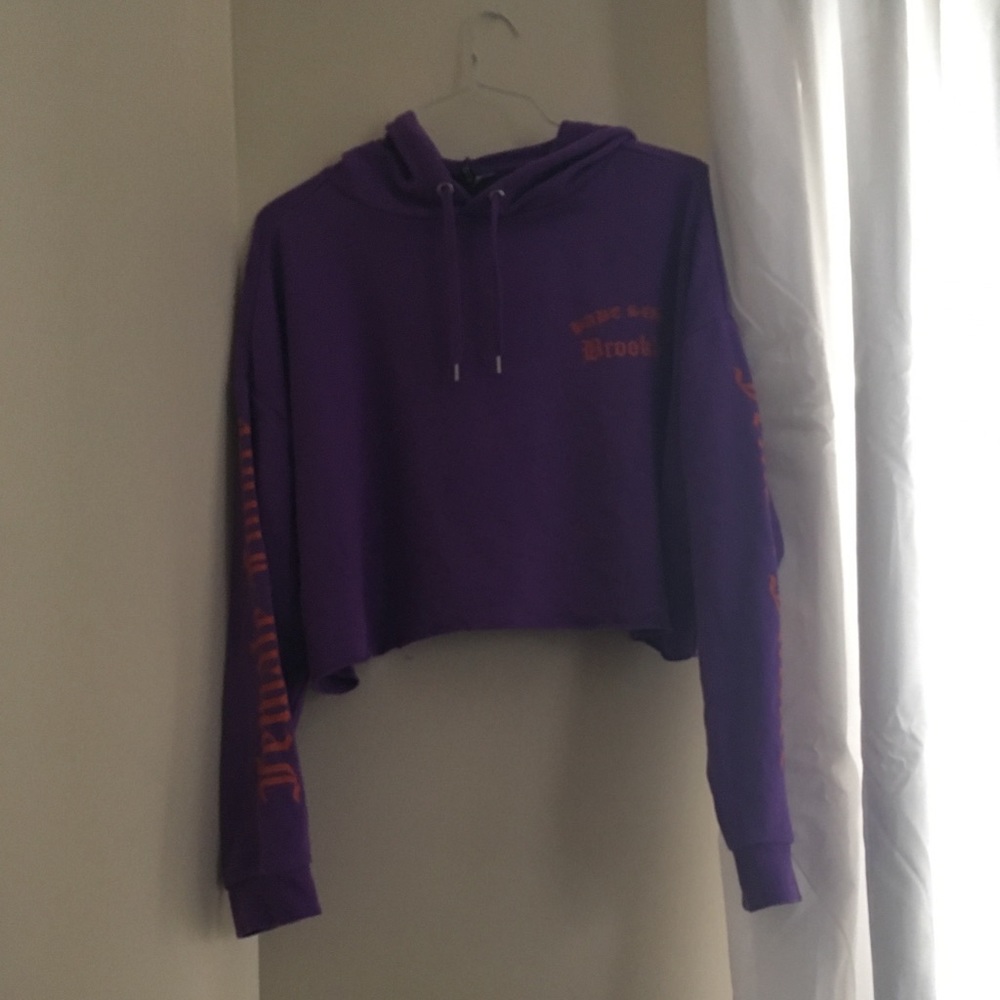 Oversized Cropped Purple Hoodie